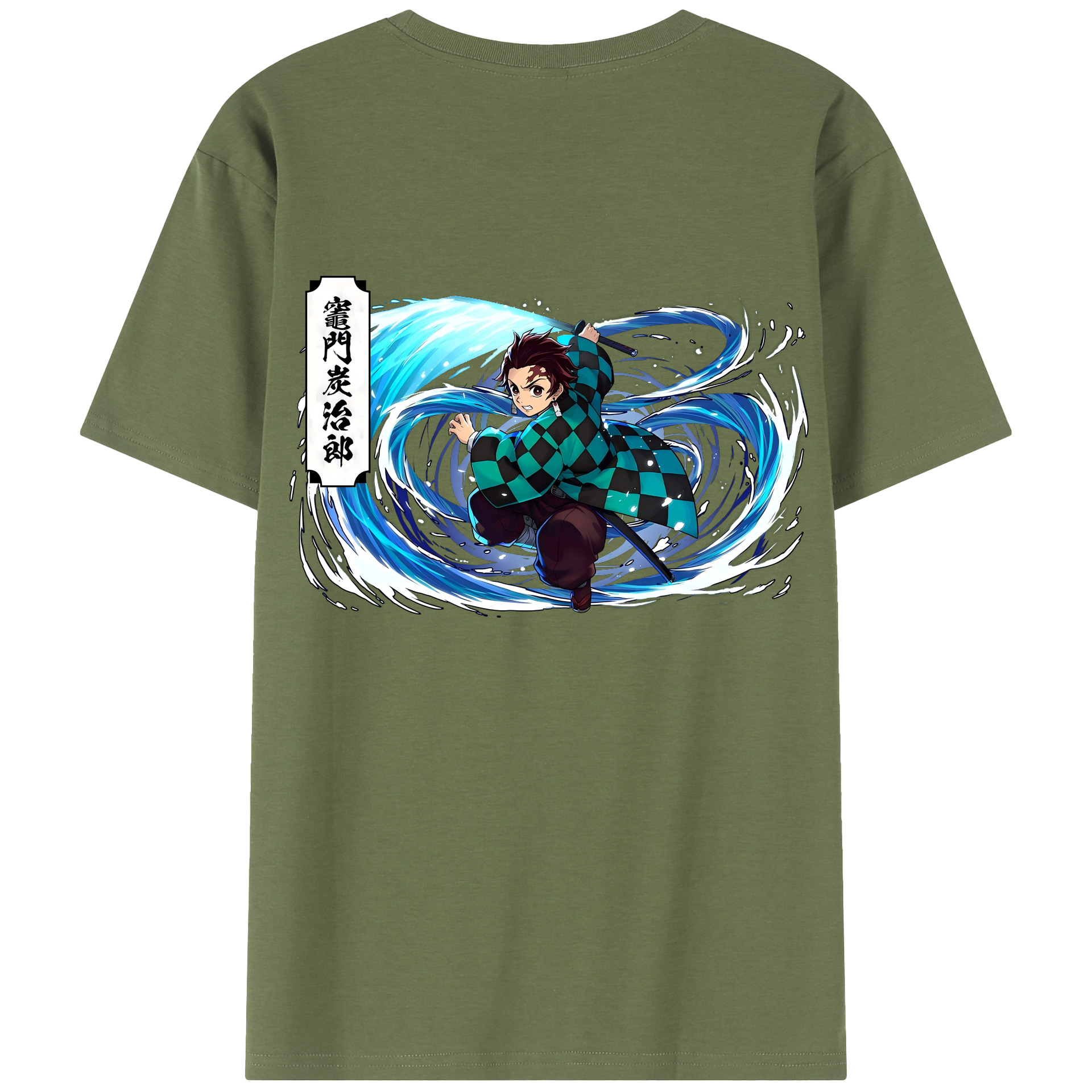 （画像用） 鬼滅の刃 竈門 炭治郎／かまど たんじろう Kamado Tanjirou 綿100％半袖Tシャツ（背面プリント）